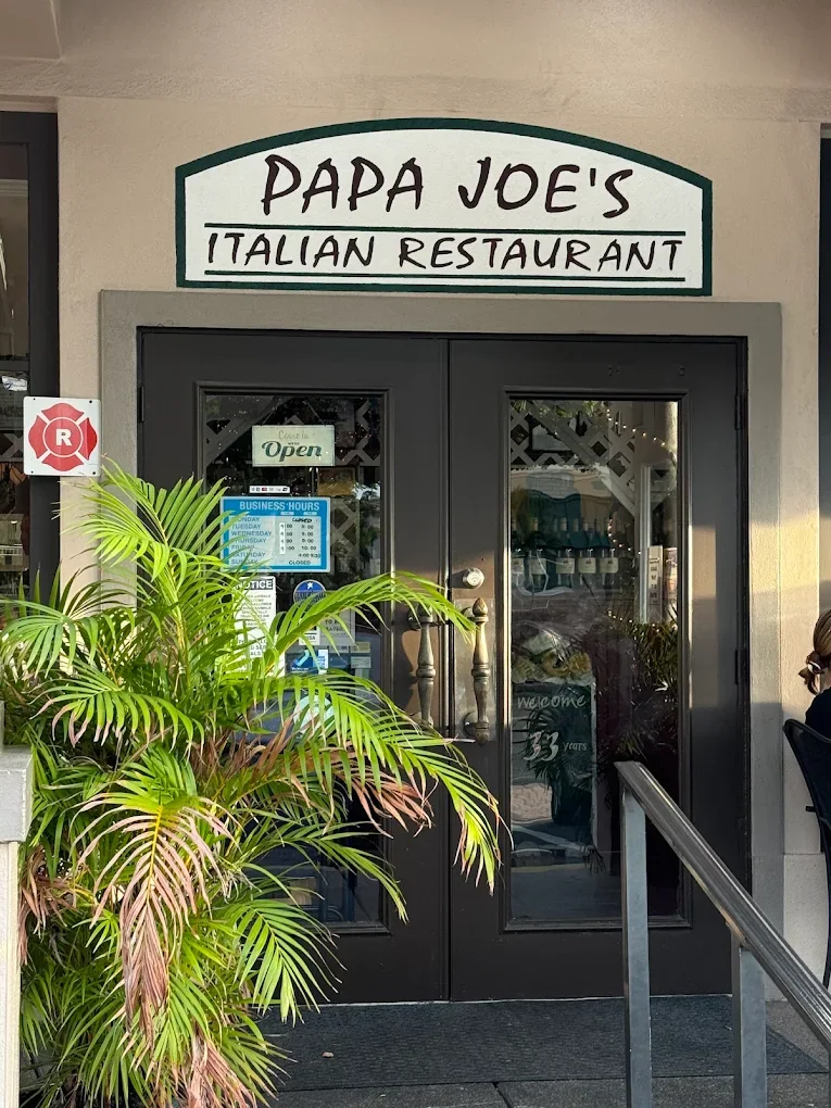Front entrance of Papa Joe's Italian Restaurant at 814 Cape Coral Pkwy E