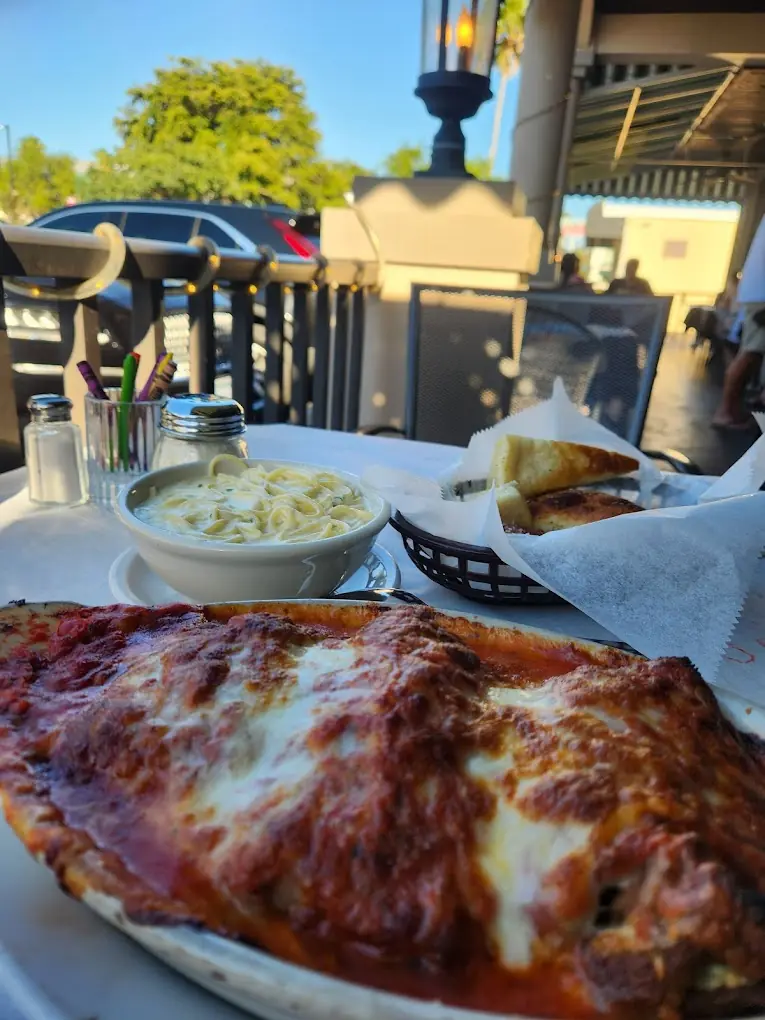Dinner on the covered patio at Papa Joe's